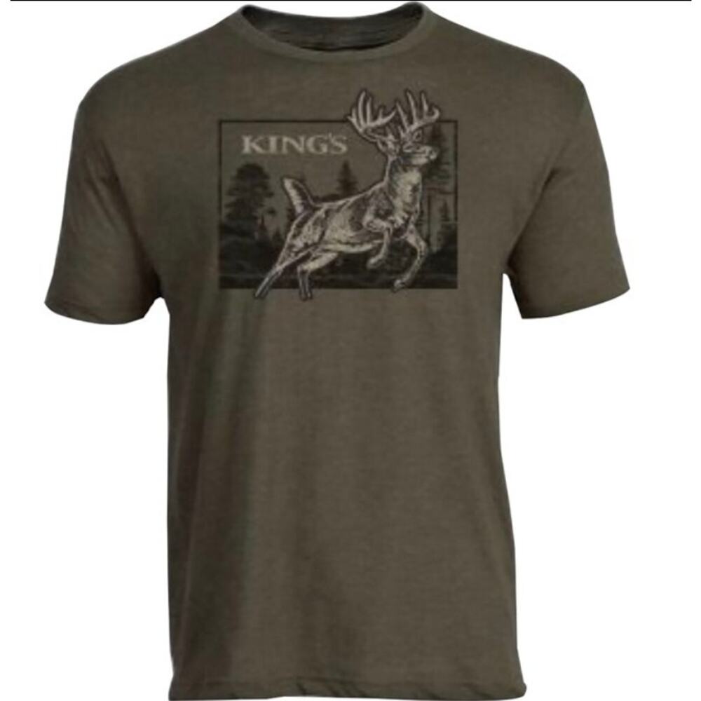 King's Camo Men's Graphic Tee - Mule Deer Buck Hunting T-Shirt Size XXL Gray